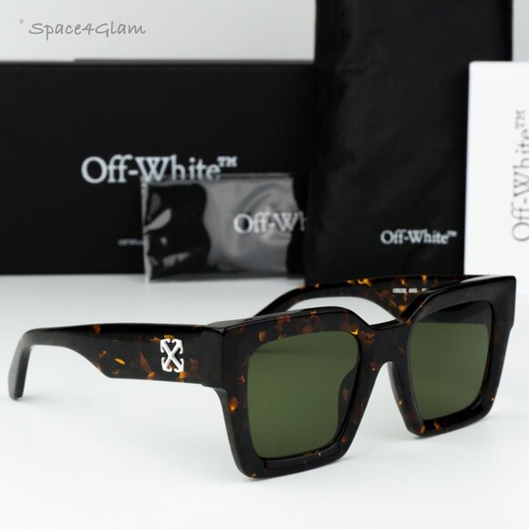 Off-White Women Sunglasses Brown Havana Green Square OERI13I JACKSON 6055 NEW